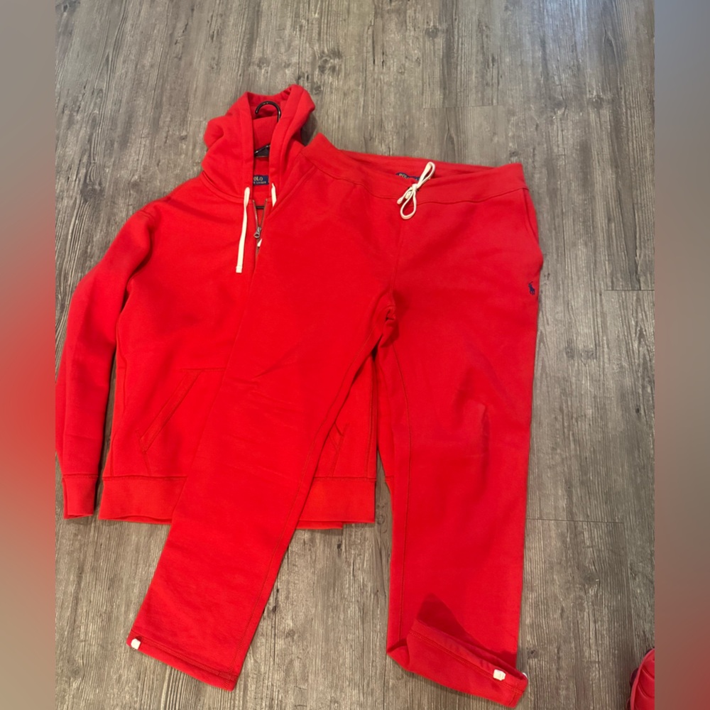 Polo by Ralph Lauren Red Sweatpants & Hoodie Set